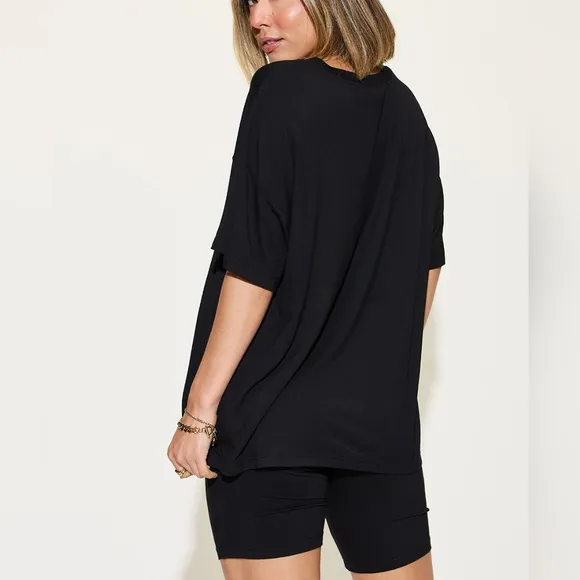 Easygoing V-Neck Shorts Set - Black