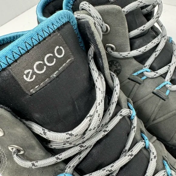 Ecco Aspina GTX High Yak Leather Gore Tex Hiking Boots Gray Blue Size 37