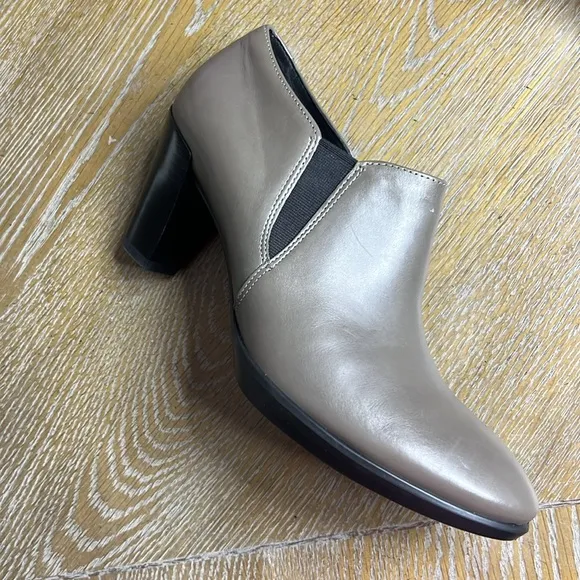 ECCO Boots Bootie Danish Womens Taupe Shape 55 Plateau Stack Heel 40