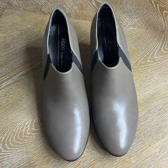 ECCO Boots Bootie Danish Womens Taupe Shape 55 Plateau Stack Heel 40