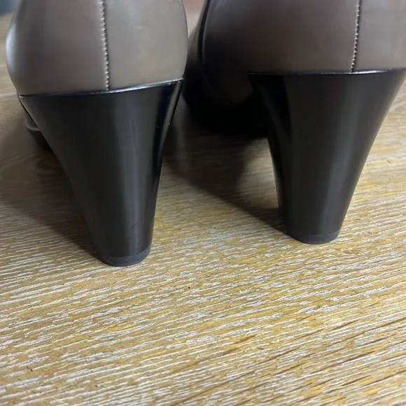 ECCO Boots Bootie Danish Womens Taupe Shape 55 Plateau Stack Heel 40