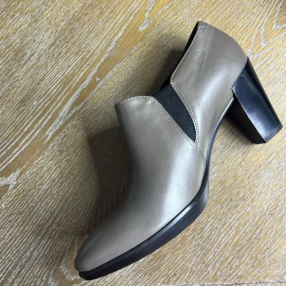 ECCO Boots Bootie Danish Womens Taupe Shape 55 Plateau Stack Heel 40