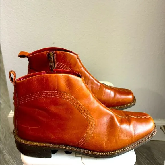 Ecco Men’s genuine leather boots Cognac Brown size 40eu 6/6.5us Made in Portugal