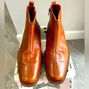 Ecco Men’s genuine leather boots Cognac Brown size 40eu 6/6.5us Made in Portugal