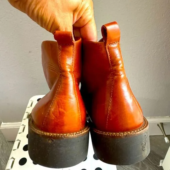 Ecco Men’s genuine leather boots Cognac Brown size 40eu 6/6.5us Made in Portugal