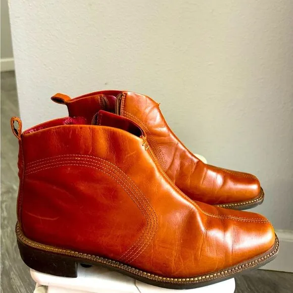 Ecco Men’s genuine leather boots Cognac Brown size 40eu 6/6.5us Made in Portugal