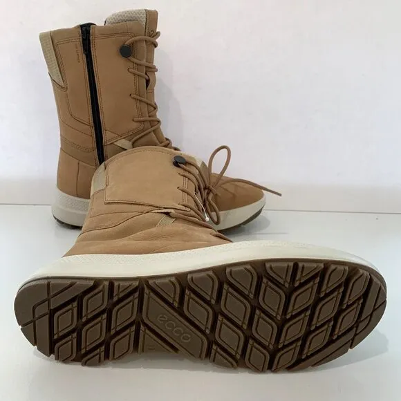 Ecco Solice High Boots Nubuck Leather Cashmere Tan Size 39 US 8 - 8.5 NEW