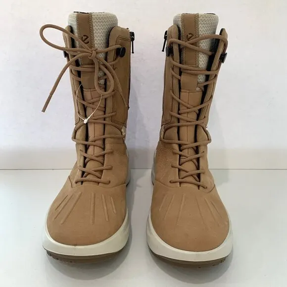Ecco Solice High Boots Nubuck Leather Cashmere Tan Size 39 US 8 - 8.5 NEW