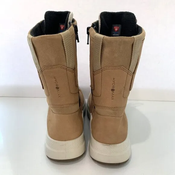 Ecco Solice High Boots Nubuck Leather Cashmere Tan Size 39 US 8 - 8.5 NEW