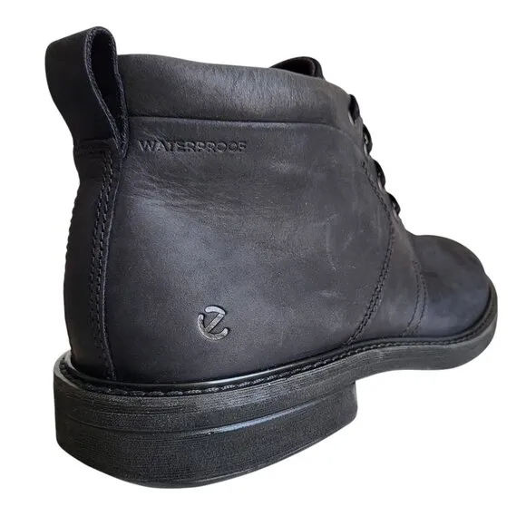 ECCO Turn II Waterproof Ankle Boots in Black Nubuck Men's Size 46 EU 12-12.5 US