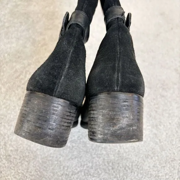Ecco‎ Womens Black Hobart Buckle Riding Boots Size 42 US 11 Leather Suede