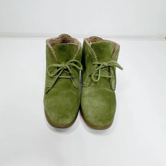 EDDIE BAUER Green Suede Lace Up Ankle Booties 8.5