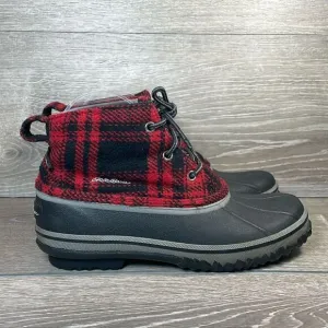 Eddie Bauer Hunt Pack Mid Red Plaid Women’s Sz 7.5 Waterproof Lace Up Duck Boots