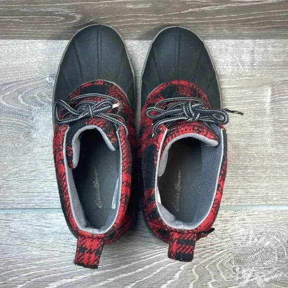 Eddie Bauer Hunt Pack Mid Red Plaid Women’s Sz 7.5 Waterproof Lace Up Duck Boots