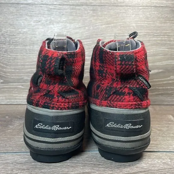 Eddie Bauer Hunt Pack Mid Red Plaid Women’s Sz 7.5 Waterproof Lace Up Duck Boots