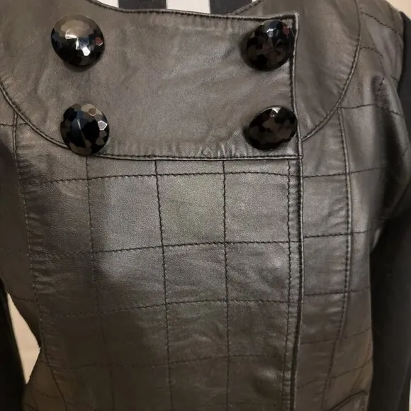 Edgy Chic: Michael Simon Leather-Front Jacket - Size M