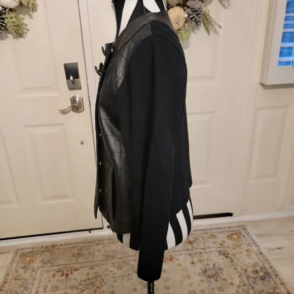 Edgy Chic: Michael Simon Leather-Front Jacket - Size M