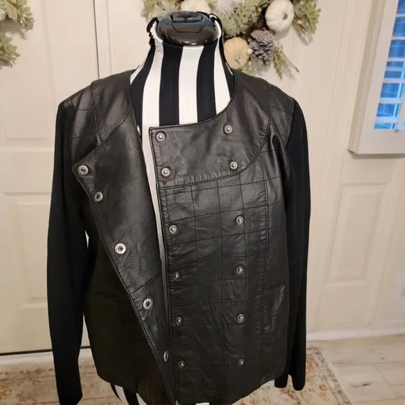 Edgy Chic: Michael Simon Leather-Front Jacket - Size M