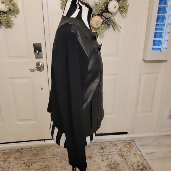 Edgy Chic: Michael Simon Leather-Front Jacket - Size M