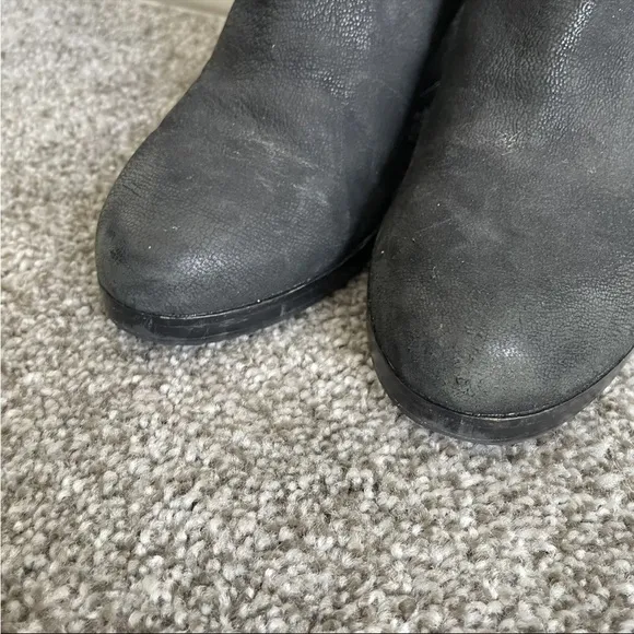 Eileen Fisher Ankle Boots Womens Size 8.5 Black Leather Wedge Fold Over Booties