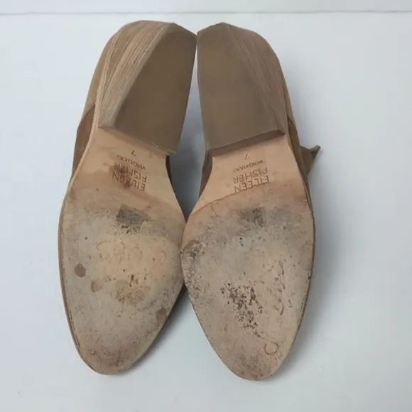 Eileen Fisher Even Tumbled Nubuck Booties Tan Size 7