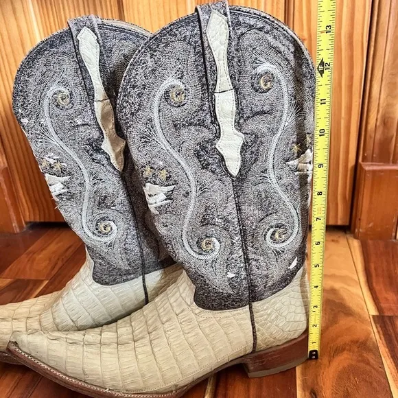El General 7 RARE Alligator Western Cowboy Boots Pointed Toe