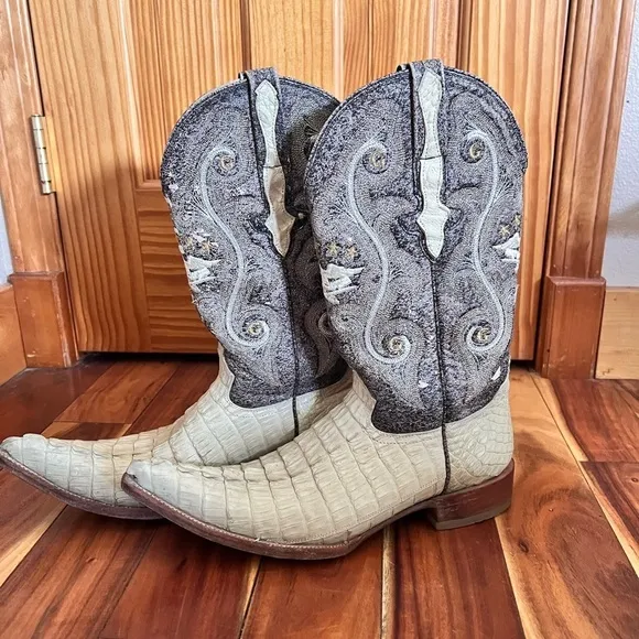 El General 7 RARE Alligator Western Cowboy Boots Pointed Toe