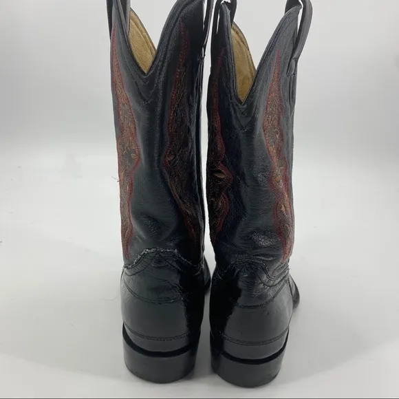 El Patron black leather western stitched cowboy boots