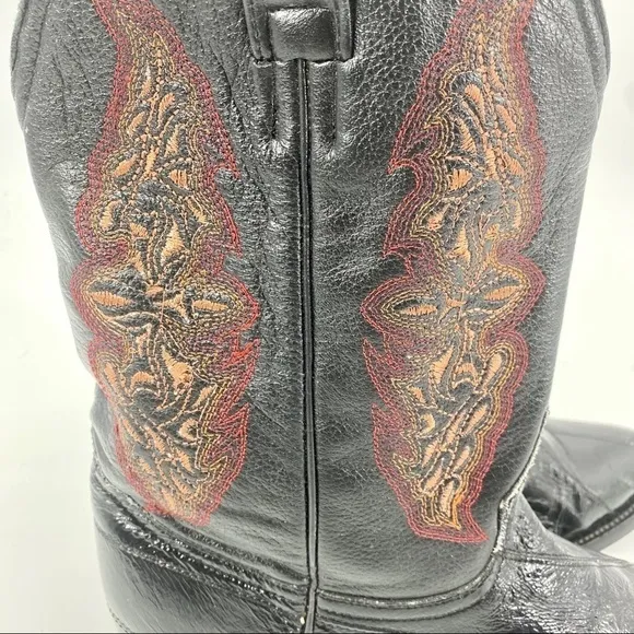 El Patron black leather western stitched cowboy boots