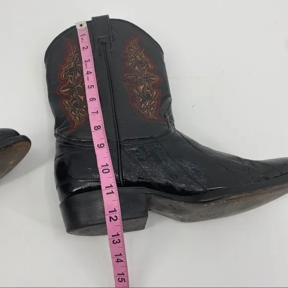 El Patron black leather western stitched cowboy boots