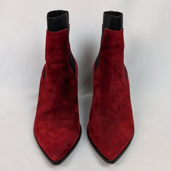 Elegant Red Suede Ankle Boots