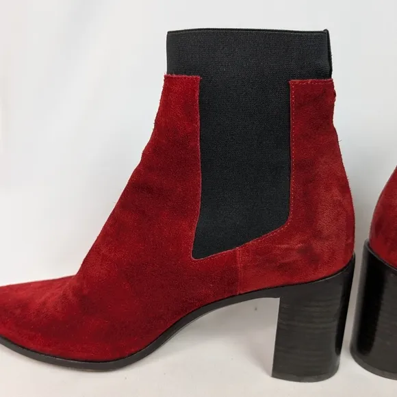 Elegant Red Suede Ankle Boots