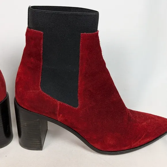 Elegant Red Suede Ankle Boots