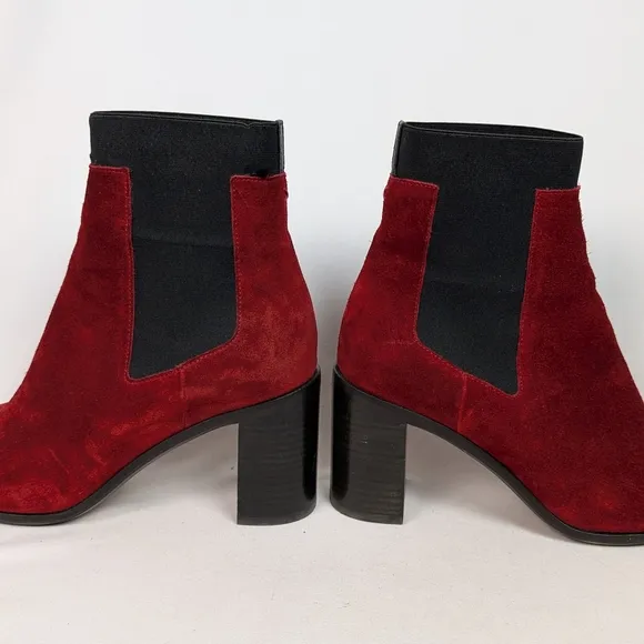 Elegant Red Suede Ankle Boots
