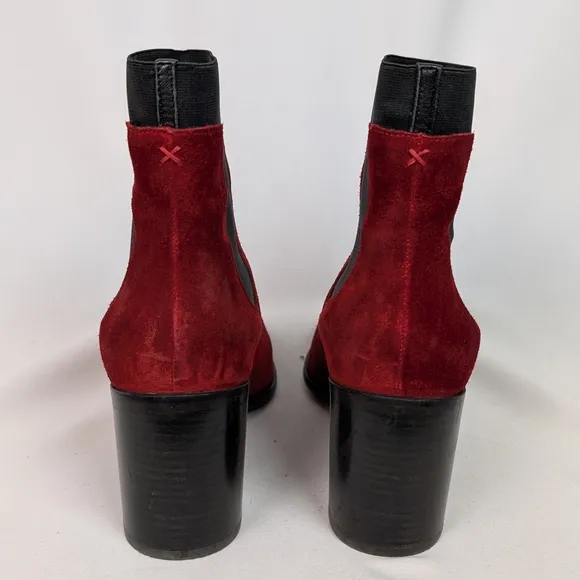 Elegant Red Suede Ankle Boots