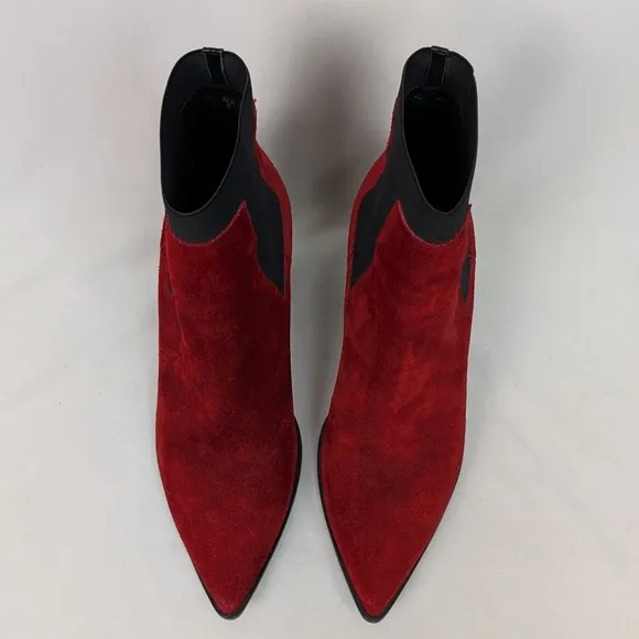 Elegant Red Suede Ankle Boots