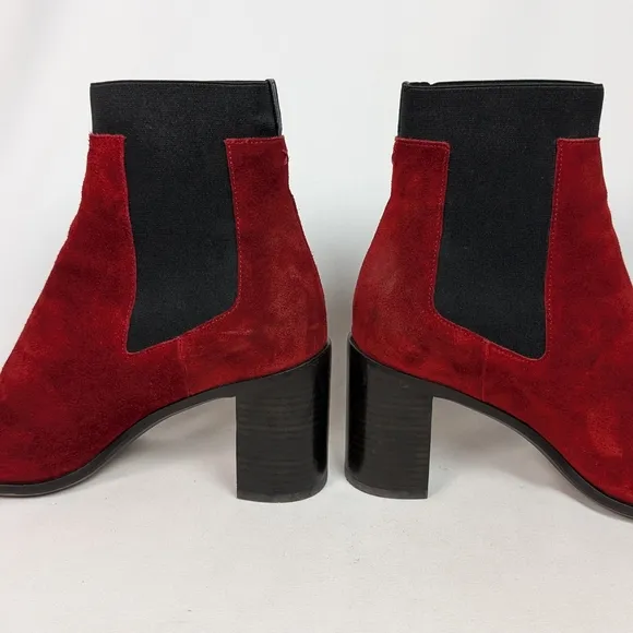 Elegant Red Suede Ankle Boots