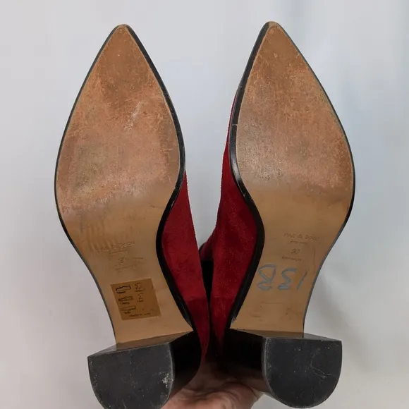 Elegant Red Suede Ankle Boots