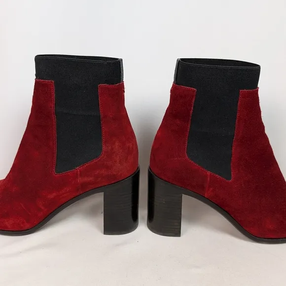 Elegant Red Suede Ankle Boots