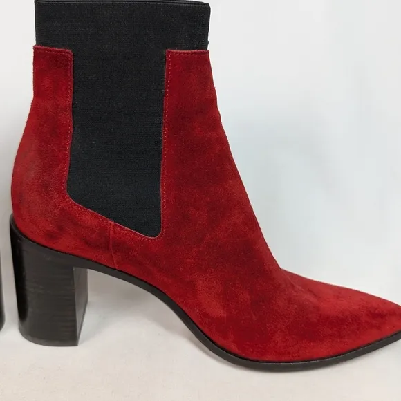 Elegant Red Suede Ankle Boots