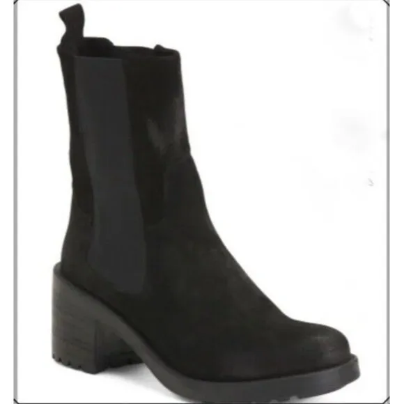 Emanuele Crasto Women's Sz US 9 / 40 Black Suede Round Toe Chelsea Boots NEW