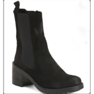 Emanuele Crasto Women's Sz US 9 / 40 Black Suede Round Toe Chelsea Boots NEW