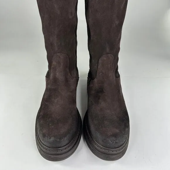 Emanuele Crasto Italy Suede High Shaft Low Heel US 9.5 Chunky Sole Studded Boots