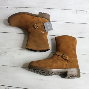 Enzo Tesoti Girl Kid Size 2 Brown Genuine Suede Leather Boots Fur Lined