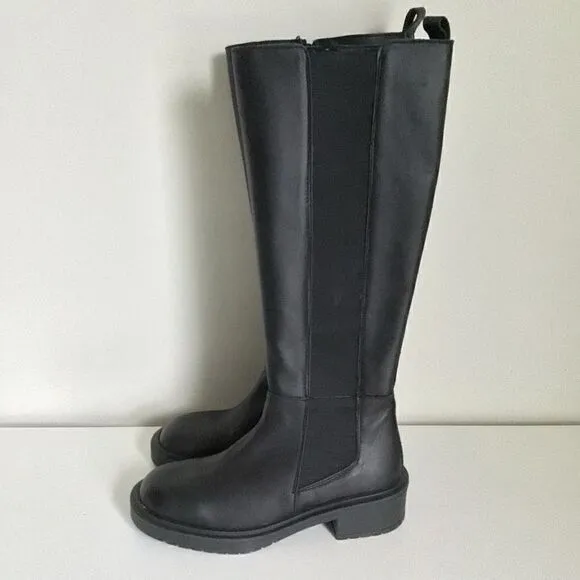 Enzo Tesoti leather full zip riding boots black size 6.5 NWT
