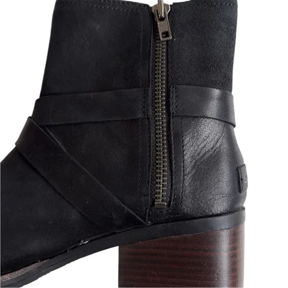 EUC Sorel Leather Cate Heeled Ankle Boots Waterproof Black Size 8.5