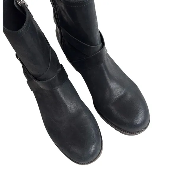 EUC Sorel Leather Cate Heeled Ankle Boots Waterproof Black Size 8.5