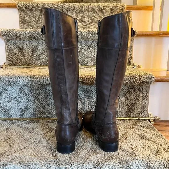 EUC Women's Frye Molly Knee High Riding Boots in Smoke Taupe Gray Size 6 B