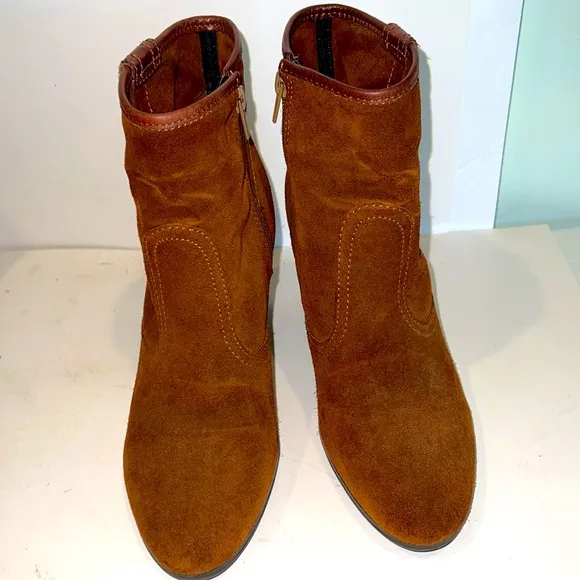 Everbest Suede Italian Boots Heel 3” Sz 39 Vera Pelle
