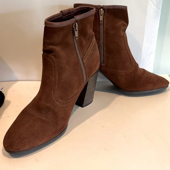 Everbest Suede Italian Boots Heel 3” Sz 39 Vera Pelle